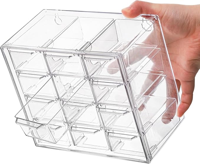 YOUEON 2 Pack Mini Desk Organizer with 12 Removable Drawers, Clear Plastic Desktop Drawer Organizer, Desk Craft Storage Box for DIY Crafts, Art Supply, Office, Cosmetic, Jewelry