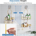 Shower Caddy, Extended Length Shower Organizer with Hooks, Rustproof Shampoo Soap Holder, Large Hanging Bathroom Caddy