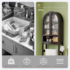 Over The Toilet Storage Cabinet, 23.7”W Modern Storage Cabinet Over Toilet with Acrylic Doors, Arched Freestanding Over Toilet Rack with Adjustable Shelf for Bathroom, Espresso