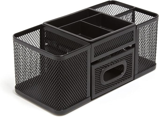 TRU RED Wire Mesh Desk Organizer, 7‑Compartment Accessory Holder – Desktop Storage for Office & Home Use