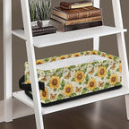 Narrow Storage Basket Decorative Fabric Storage Bin for Organizing Towels Toilet Paper Basket Long Tidy Storage Bin for Bedroom Bathroom Small Items, Sunflower Butterfly Letter Print