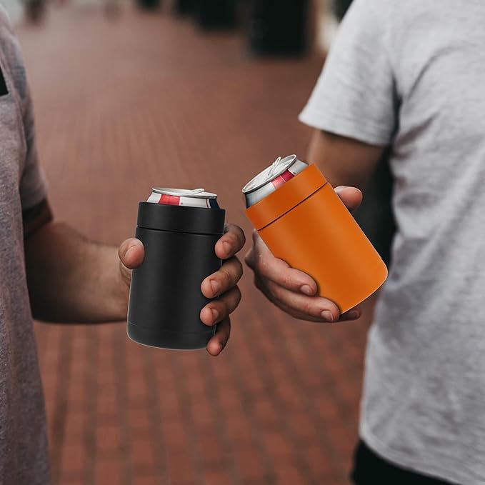TAHOE TRAILS Stainless Steel 12oz Vacuum Insulated Can and Bottle cooler| Double Wall Can Cooler For Cans and Bottles | Copper Plated Can Chiller and Metal Cooler | Black