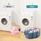 Collapsible Laundry Baskets, Pop Up Laundry Baskets with Reinforced Handles, Lightweight Foldable Laundry Basket for LaundryRoom, Bathroom or Travel (Blue)