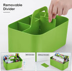 Multiuse Caddy Organizer with Handle - Stackable Plastic Tote Bin - Art Craft Supplies, Office, Desk, Stationery Pen Holder, Kitchen, Utensil, Makeup, Bathroom, Shower, Cleaning, Dorm Organizer -Green
