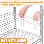 4 Pcs Chrome Wire Shelf Ledge 36 L x 4 H Wire Shelving Side Ledge Metal Shelves Accessories Pantry and Garage Storage (Silver)