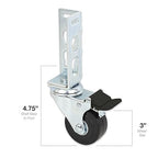 4pc - Storage Rack Caster Wheels (Adapts to Boltless Self Locking Shelving Racks) (3" (1500 lb. Max Total Capacity))