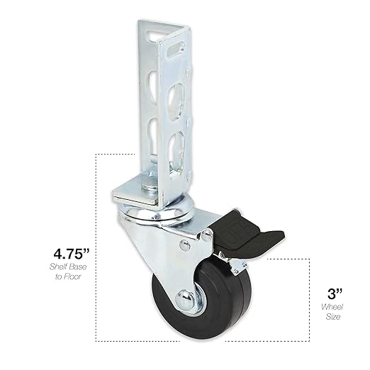 4pc - Storage Rack Caster Wheels (Adapts to Boltless Self Locking Shelving Racks) (3" (1500 lb. Max Total Capacity))