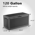 EasyUp 120 Gallon Waterproof Deck Box, Lockable Resin Outdoor Storage Box, Durable Storage Bin with Reinforced Hydraulic Rod for Patio Furniture, Garden Tools, Pool Accessories, Indoor Cushion, Black