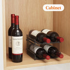 Lifewit Plastic Stackable Wine Rack for refrigerator, Cabinet, Countertop,Wine Bottle Holder, Water Bottle Organizer for Fridge, Pantry, Black, Hold 4 Bottles