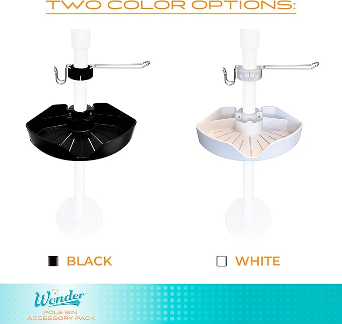 Stander Wonder Pole Bin Accessory Pack, Storage Bin Accessory with Toilet Paper Holder, Towel Hook for Wonder Pole and Wonder Bathtub Pole, Bathroom Organizer Storage Shower Caddy, Black