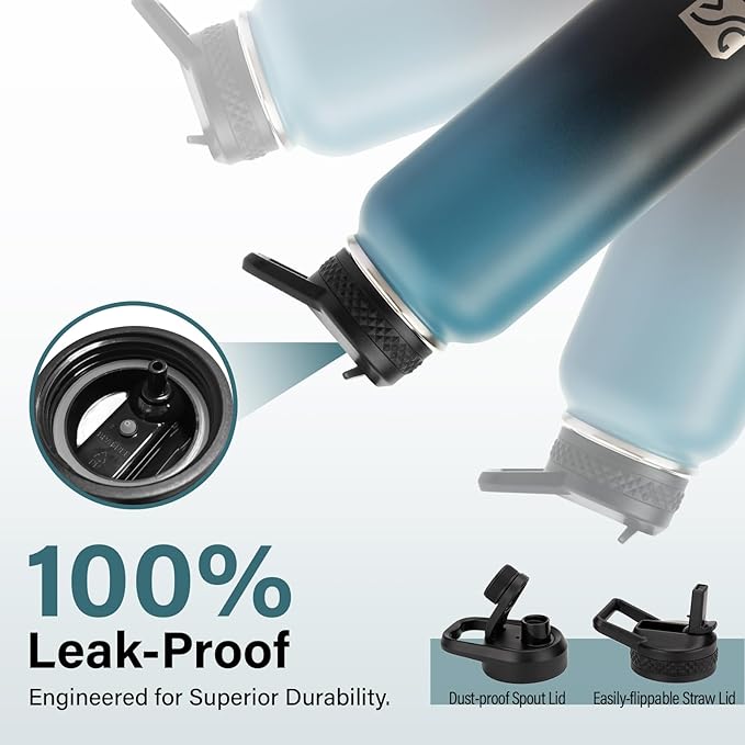 40 oz Insulated Water Bottle | Thickened Stainless Steel Vacuum Metal Portable Sports Water Jug for Gym and Hiking with Straw, Carrier Bag, Handle Strap | BPA-Free 40 oz