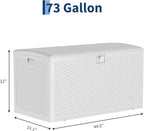Garvee 73 Gallon Waterproof Large Resin Deck Box Indoor Outdoor, Lockable Storage Container for Patio Furniture Tools, Waterproof Deck Box Patio Storage Bin for Pool Garden, White