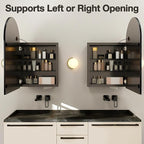 Arched Medicine Cabinet Mirror No Assembly Needed Bathroom Mirror with Storage Recessed or Surface Mount Options (Black-LED, 31.5" L x 19.7" W)
