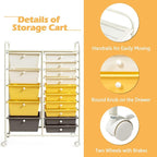 GOFLAME 15-Drawer Rolling Storage Cart, Craft Storage Cart with Removable Drawers & Lockable Wheels, Art Cart Supply Storage Organizer for Home Office Classroom, Yellow