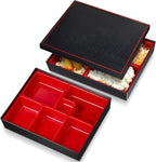 2 Pcs 12 x 9.5 x 2.2 Inch Japanese Lunch Box 6 Compartments Divided Bento Box with Greaseproof Adult Japanese Bento Lunch Container Sushi Home Restaurant