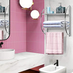 Tangkula Wall Mount 2 Tier Bathroom Shelf with Bars, 18" W X 10" D X 22" H, Home Toilet Double Layer Rustproof Chrome Shelf