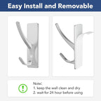 pickpiff Silver Self Adhesive Coat Hooks for Hanging: 13LB Extra Strong Stainless Wall Hook for Towel, Utensil, Backpack, Hat, Sturdy Metal Hanger for Bathroom, Kitchen, Door, 4-Pack