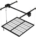 Overhead Garage Lift Storage Rack, 4x4 Ft, Heavy-Duty Steel Ceiling Mounted Garage Ceiling Rack Organizer with 350 lb Capacity, Easy Crank System and Quick Installation for Clutter-Free Space