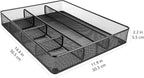 Amazon Basics Metal Mesh Desk Organizer with 6 Compartments, Anti-Slip Pen Holder Storage Tray for Office Supplies and Home, Black