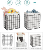 SONGMICS Laundry Hamper, 23.8 Gal. (90L) Laundry Basket, Collapsible Clothes Hamper, Black and White ULCB190W01