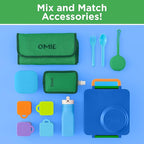 OmieBox Bento Box for Kids - Insulated Bento Lunch Box with Leak Proof Vacuum Insulated Food Jar - 3 Compartments, Two Temperature Zones (Monster Blue)