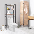 SUPER DEAL Over The Toilet Storage Shelf, 3-Tier Bathroom Organizer Space Saver Rack Wood Shelf, Rustic Brown