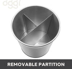 Oggi Jumbo Stainless Steel Rotating Utensil Holder with Removable Divider - Stylish kitchen cooking utensil organizer. Height 7.5".