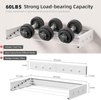 Upgrade Wall Mounted Drying Rack with 6 Hooks, 31.5" Foldable Laundry Rack, 5 Rods & Hooks Space Saver for Bathroom, Collapsible Clothing Rack with Template for Indoor Outdoor (White)