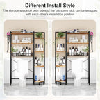 K1 Heavy Duty 7-Tier Over The Toilet Storage（With Basket and Paper Hook）Freestanding Above Toilet Shelf with Adjustable Feet，Space Saver Bathroom Shelves 9.3"D x 33.5"W x 63.8"H，Rustic Brown