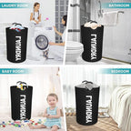 StorageRight 115L Large Laundry Basket, Laundry Hamper, Dirty Clothes Hamper for Laundry, Collapsible, Waterproof Laundry Baskets with Foam Protected Aluminum Handles for Laundry, Dorm, Family (Black)