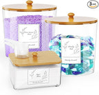 3 Pack Laundry Powder Container & Dryer Sheet Holder, Large Plastic Laundry Room Organization and Storage Jars with Lids, Labels & Scoops for Powder, Detergent, Scent Booster