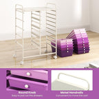 LUARANE Rolling Cart with 15 Drawers, Craft Storage Cart with Portable Handles & Lockable Wheels, Mobile Toys Organizer, Large Capacity Utility Drawer Cart Home Office School Teacher (Gradient Purple)