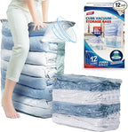 TAILI 12 Pack Vacuum Storage Bags, Jumbo Cube Space Saver (31x40x15 Inch), Large Vacuum Seal Bags for Comforters Blankets Bedding, Closet Organizer, Cream