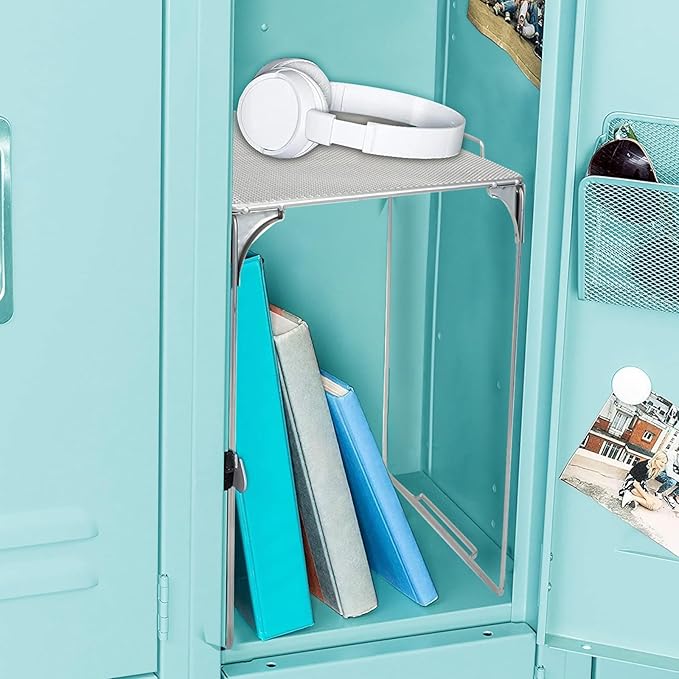 2 Shelves Locker Organizer, Grey, School, Office, Home Use