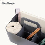 BLUE GINKGO Stackable Organizer Caddy – Korean-Made Portable Tote for Bathroom, Office, Crafts, or School Supplies (Rectangle, Gray)