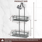 REINHARDT Shower Caddy Hanging, Rustproof Bathroom Caddy Anti-Swing Shower Organizer No Drilling Bath Racks with Soap Holder Multi Hooks Bathroom Storage for Shampoo Sponge, Grey