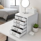Office Storage Cabinet - File Cabinet Mini 5 Tier Metal File Organizer Document Organizer, for Home, Office, Desk (White)