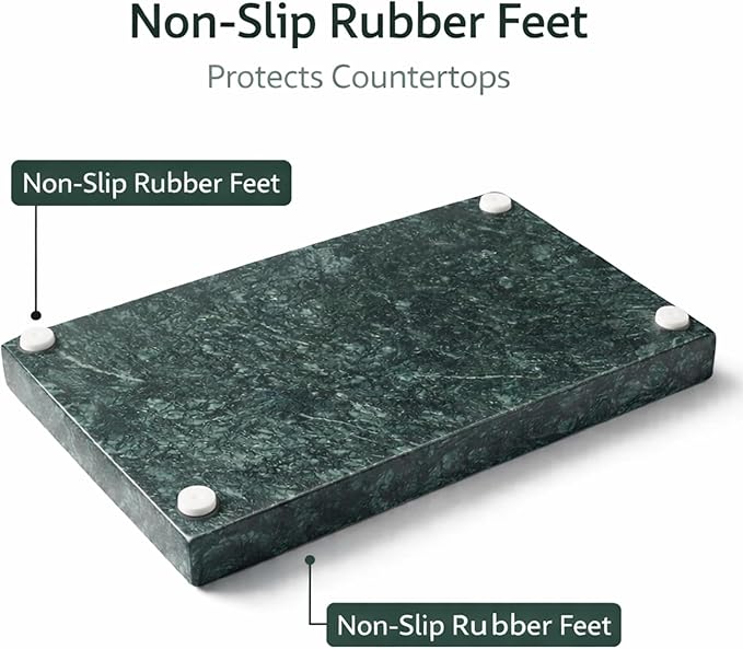 Natural Green Marble Tray for Bathroom | Kitchen | Vanity | Desktop, Stone Organizer for Coffee Table, Dresser, Nightstand, Candles, Soap, Towel, Plant, Jewelry (12" x 8"), Rectangular