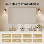 DeerValley Medicine Cabinet with Mirror, 48" W x 26" H Bathroom Mirror with Storage, 3 Doors Frameless Modern Wall Mount Mirrored Medicine Cabinets with 2 Adjustable Shelves DV-1MC0149