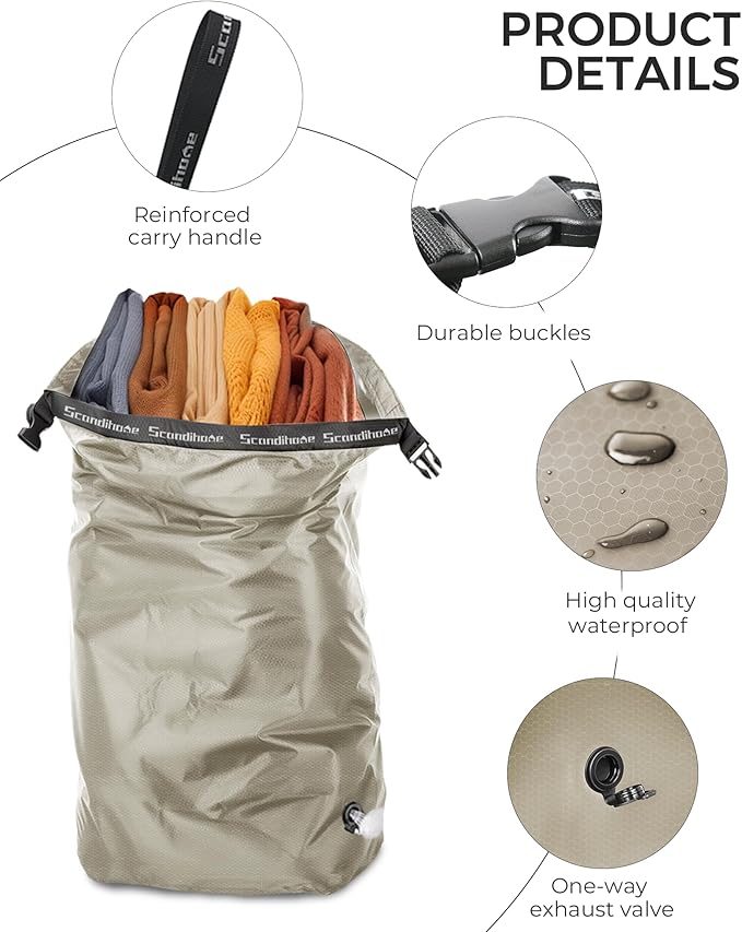 Travel Laundry Bag, Pump Free Vacuum Storage Bag Reusable Compression Dirty Clothes Travel Bag (2 Pcs)(Grey, Medium+Medium)