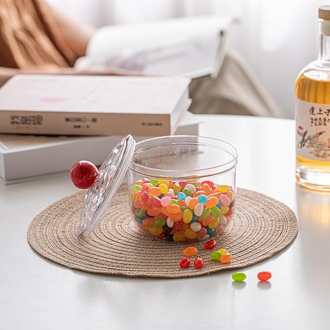 87oz Clear Candy Jar with Lid for Office Desk, Plastic Cookie Storage Jar for Kitchen Counter,2600ml