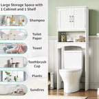 GarveeHome Over The Toilet Storage Cabinet, Double Door Bathroom Storage Organizer with Anti-Tip Device, Small Freestanding Space Saver with Open Shelf, White