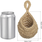 PATIKIL Hanging Fruit Baskets for Kitchen, Mini Size Teardrop Home Decor Storage Hand-Woven Wall Hanging Basket for Garlic Potato Vegetable, Brown