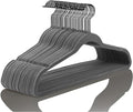 MIZGI Premium Velvet Hangers (50 Pack) Heavy Duty - Non Slip Felt Hangers - Velvet Suit Hanger Gray - Black Coated Hooks,Space Saving Clothes Hanger