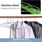 Amber Home 10 Pack Heavy Duty Metal Shirt Coat Hangers, Stainless Steel Clothes Hanger with Polished Chrome, 17 Inch Silver Metal Wire Hanger