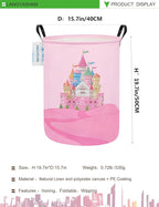 LANGYASHAN Storage Bin, Canvas Fabric Collapsible Organizer Basket for Laundry Hamper,Toy Bins,Gift Baskets, Bedroom, Clothes,Baby Nursery (Round Castle)