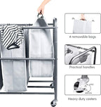 ROMOON Laundry Hamper Sorter Cart: 4-Section Organizer with Heavy-Duty Lockable Wheels and Removable Bags | 180L Rolling Laundry Basket for Dirty Clothes in Laundry Room or Small Spaces (Gray)