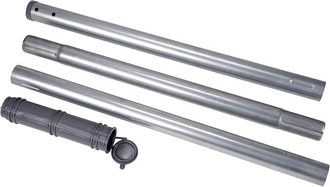 Household Essentials Heavy-Gauge 3-Piece Outdoor Clothesline Pole with Ground Sleeve — 85″ Galvanized Steel Freestanding Support Post with Nuts & Bolts for Receiver Bracket (Bracket Sold Separately)