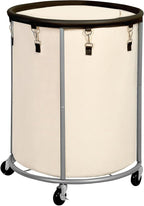STO STO Rolling Laundry Hamper with Wheels – 185L (48 Gallon) Extra Large Industrial Clothes Laundry Basket with Removable Bag, Round Cart Sorter for Bedroom, Hotel, Beige & Brown
