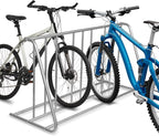 MyGift Large Silver Metal Double Sided Vertical Grid Bicycle Park Rack Stand, Floor Standing Bike Storage Holder for Indoor Garage or Outdoor Parking, 6-Bicycle Capacity